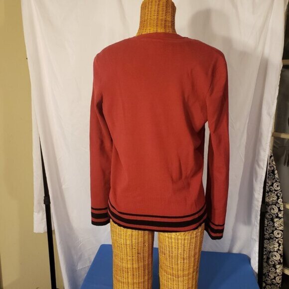 Ladies EMMA JAMES 2 piece Cardigan Sweater set in Burgundy w/Black accent - M - Picture 5 of 7